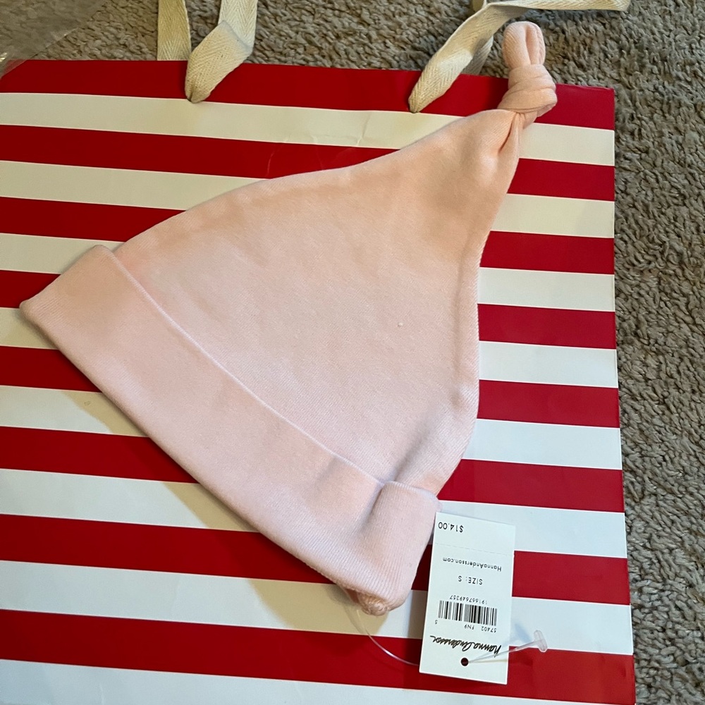 BABY KIDS HANNA ANDERSON TOP KNOT BEANIE PINK NWT